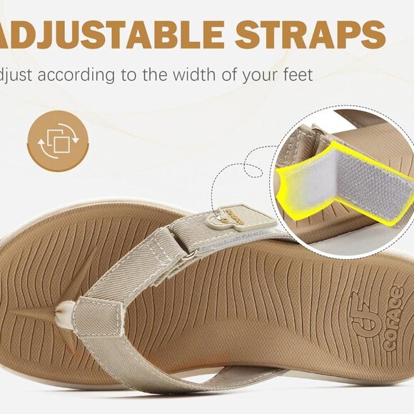 Women Flip Flops Rubber Sole Yoga Cushion Beach Thong Sandals Adjustable - Picture 6 of 7